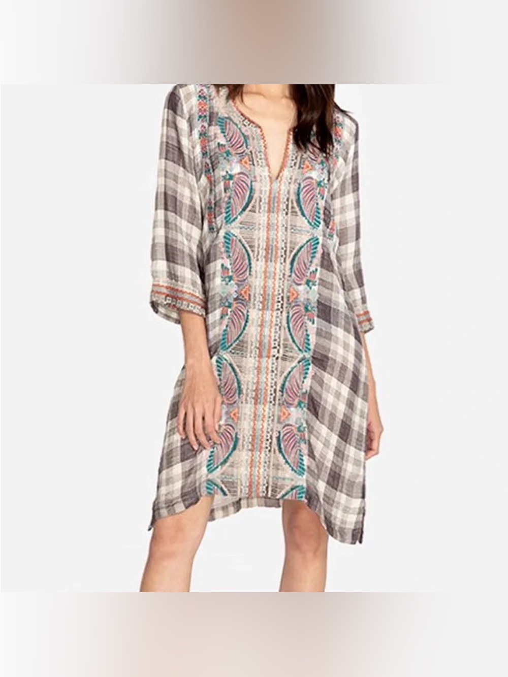 Johnny Was Workshop. The Claudine Madras Embroidered Dress. Size Small.